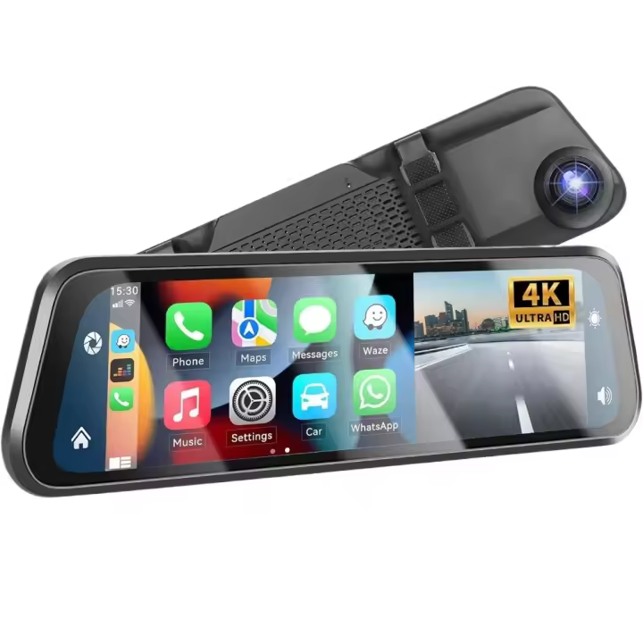 Cámara de Tablero 4K con Espejo con A-pple Carplay inalámbrico/Android Auto Cámara para automóvil Full HD - 1