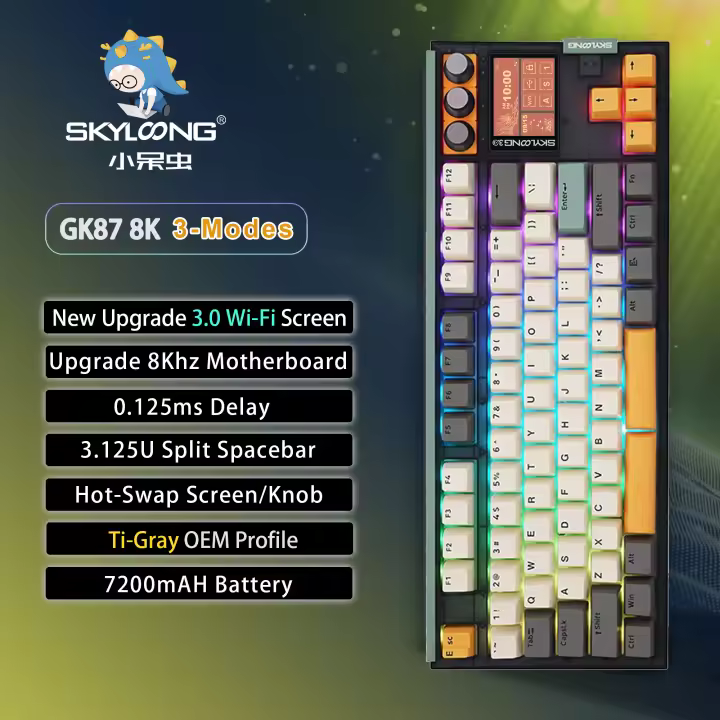 SKYLOONG GK87 Pro Teclado de Juegos Inalámbrico Teclas Mecánicas RGB LED Conexión Bluetooth - 1