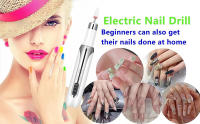 Taladro eléctrico para uñas inalámbrico, kit de lima de uñas recargable portátil, velocidades ajustables de 15000 RPM, para uñas acrílicas y de gel, lima profesional para manicura y pedicura, blanco - details 0