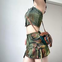 BUNO-estilo Safari falda vaquera con bolsillos grandes, minifaldas sexis ajustadas de cintura media para mujer, moda urbana de verano 2025 para mujer - details 4
