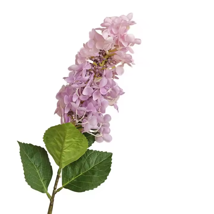Flores de hortensias artificiales de lujo, rama de flores de hortensias lilas elegantes realistas, flor falsa de plástico hecha a mano - 1