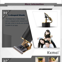 Kemei-cortadora de pelo eléctrica recargable para hombre, máquina para cortar la barba, sin cable, 0mm, hine, KM-1971 - details 4
