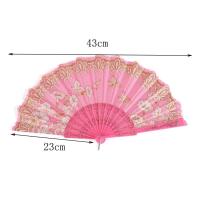 Útil abanico plegable de mano de estilo chino, abanico decorativo de encaje con mango de plástico con anillo de ventilador, abanico plegable Vintage, regalo para mujer - details 0