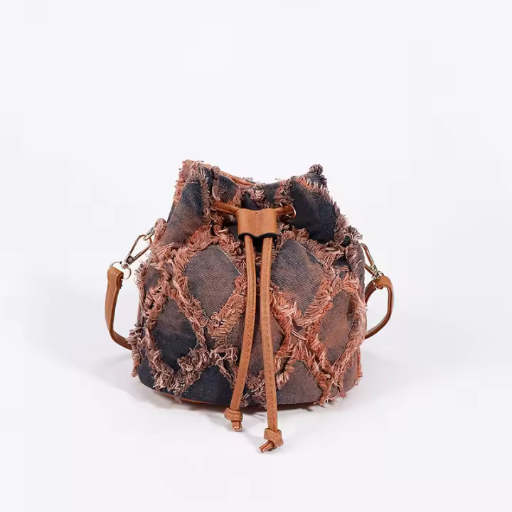 Bolso de mezclilla tie-dye para mujer, bolso cubo premium, bolso versátil de verano, bolso de mensajero para mujer. - 1