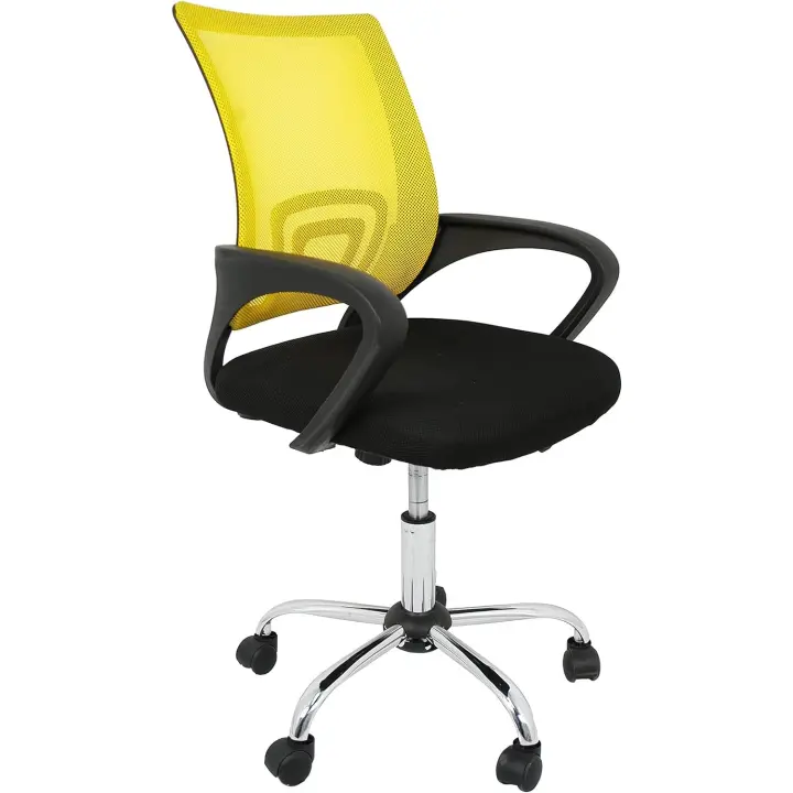 Silla de Oficina sin Reposacabezas, Poliéster y Rejilla, Gris, 53,5x57x98 cm - 1