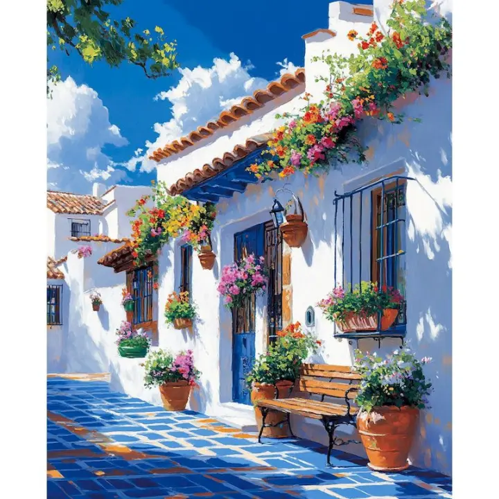 RUOPOTY-pintura acrílica por números, imagen de paisaje de casa por números, arte de decoración del hogar, regalo hecho a mano - 1