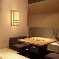 Lámpara de pared Rectangular de madera, candelabros LED japoneses de madera maciza, Art Deco para dormitorio y sala de estar - details 0