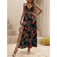 Nueva falda de mujer, estampada, sin espalda, de ence, con abertura - details 8