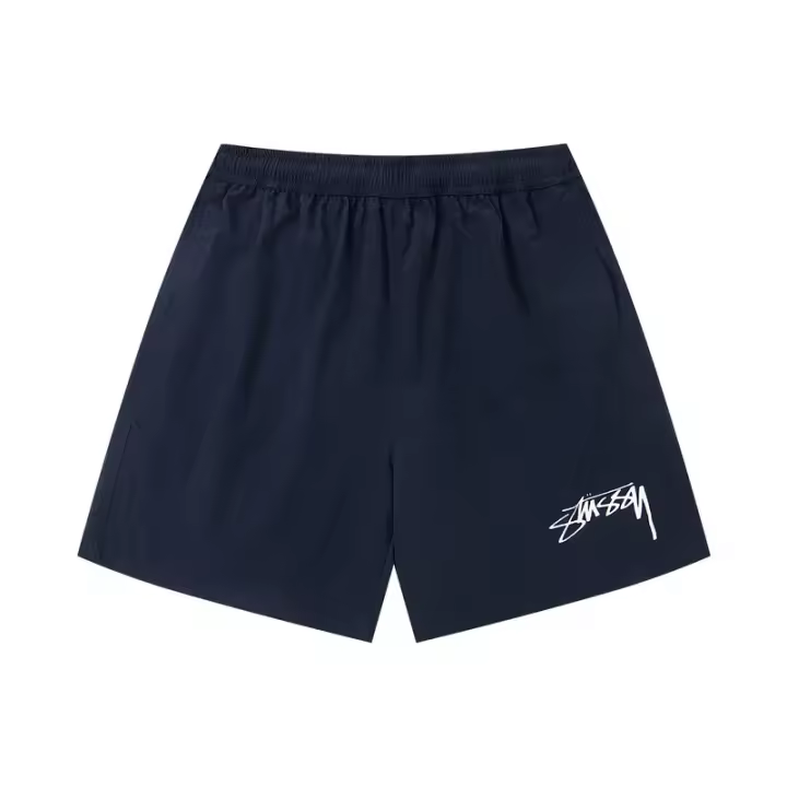 Colaboración de Stussy, pantalones deportivos informales de baloncesto para hombre con logotipo clásico impreso de cinco pulgadas, pantalones cortos tejidos de hip-hop de playa de secado rápido para parejas - 1