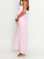Conjunto de 2 piezas de faldas para mujer, color sólido, con volantes, sin tirantes, faldas largas de cintura alta, conjunto de ropa para fiesta y club - details 3