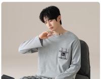 Pijamas con estampado a rayas para hombre, ropa de dormir de algodón peinado con cuello redondo, talla grande, a la moda, Y2k, otoño e invierno, 2024 - details 81