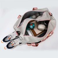 Bolsas de lona de viaje impermeables con separación de bolsillo seco y húmedo de gran capacidad personalizadas con compartimento para zapatos - details 3
