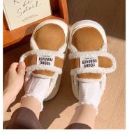 Zapatillas cálidas de algodón para hombre y mujer, zapatos de plataforma de invierno, suela gruesa de felpa suave, calzado para el suelo del hogar con tacones - details 4