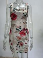 Vestido Mini de Impresión para Mujer Primavera-Verano Sin Mangas, Adelgazado en Caderas, Vestido Corto de Moda para Club Nocturno - details 1