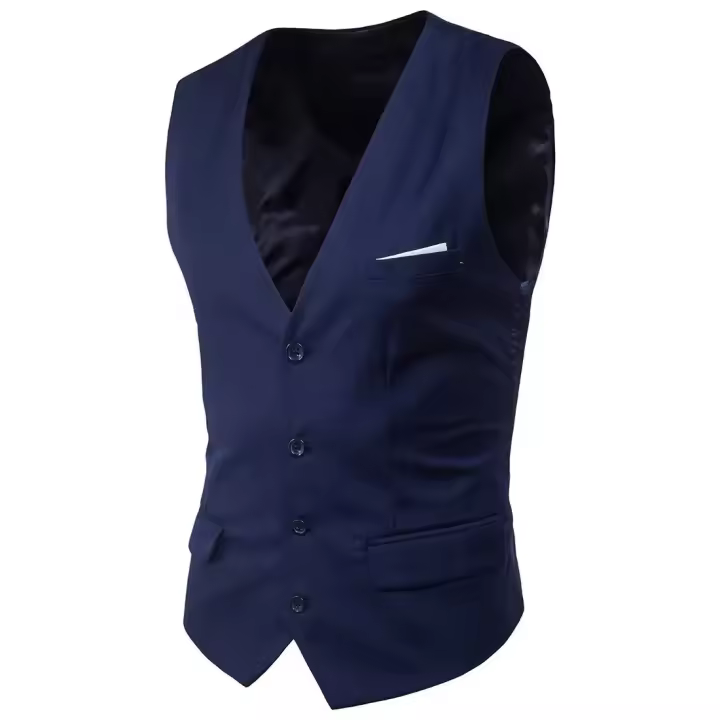 2019 nuevos hombres Slim Fit otoño chaleco de un solo pecho estilo coreano ropa Casual bolsillo falso para una silueta más delgada - 1