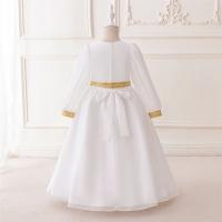 Vestido de princesa de manga larga bordado para niñas, disfraz de flores para niñas, vestido árabe de Dubái, bata musulmana de Ramadán. - details 28