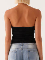Tops de tubo para mujer, camisetas sin mangas de malla floral sin tirantes, camisetas sin mangas fruncidas, camiseta estética de verano Fairycore Bandeau Y2k para salir - details 2
