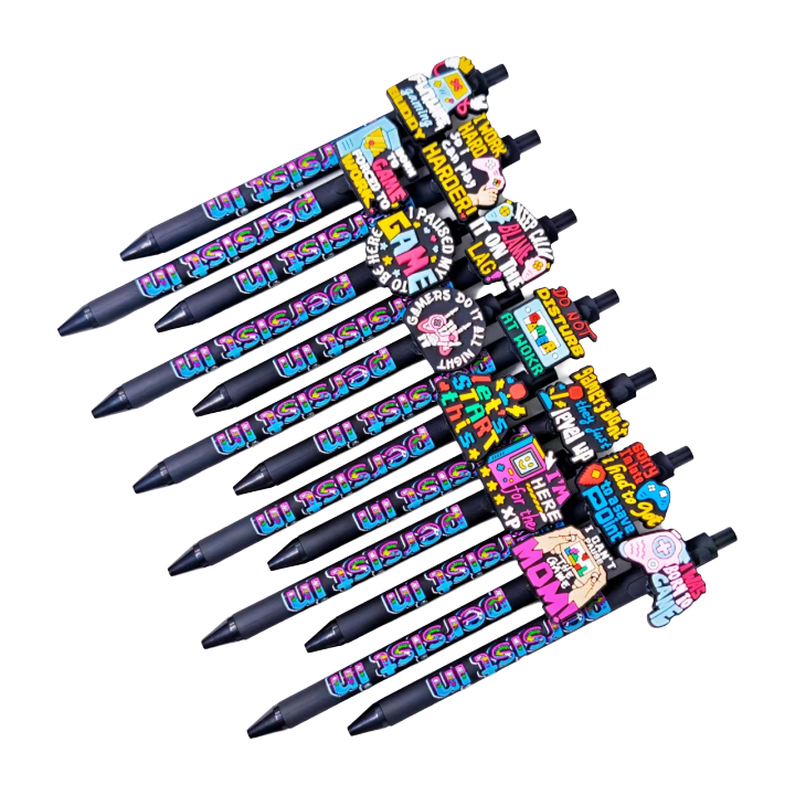 13pcs/25pcs Game Console Spirit Theme Ballpoint Pen Creative "Persist in" Printing Daily Office Student Learning Stationery Pen