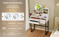 Rcynview Unidad de VANITY Moderna con Espejo, 3 Cajones, 3 Compartimentos Abiertos, Estilo de Mueble para Dormitorio o Escritorio - details 14