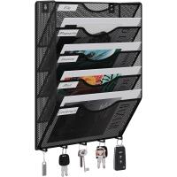 Soporte de Metal A4 con 8 Compartimentos Revistero Organizador de Pared para Oficina con 5 Ganchos - details 14