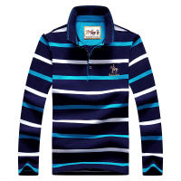 Polo de manga larga para hombre, Camiseta de algodón con bordado a rayas, informal, a la moda, novedad de primavera, 2024 - details 4