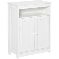 Armario auxiliar de baño con 2 puertas, estante interior ajustable y compartimento abierto, mueble de baño para salón, cocina, 60x30x80 cm, blanco - details 0