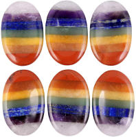 Piedra de Palma de 7 Chakras, Gema Natural tallada, piedra Ovalada para el pulgar, terapia de cristal, geometría, decoración del hogar, curación Reiki, 2,6 pulgadas - details 1