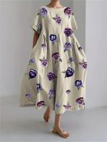 Vestido Casual de Playa para Mujer con Estampado 3D de Flor Fresca Vestido Suelto a Rayas con Talla S-5XL - details 3