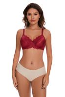 sujetadores con aros para mujer, minimizador Floral de encaje, cobertura completa, sin relleno, sin forro, soporte cómodo para el día a día - details 4