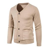 Nuevo Cárdigan para hombre, abrigos de manga larga con cuello en V, suéteres de punto con botones y bolsillos, prendas de vestir exteriores ligeras de Color sólido - details 2