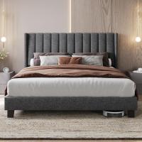 Cama Doble Tapizada 140 x 200cm Estructura de Madera y Metal Moderno Ideal para Adultos 2 Personas - details 31