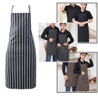 Delantal de Chef con cuello Halter resistente a las manchas, tela de Catering, babero de cocina para el hogar, rayas - details 0