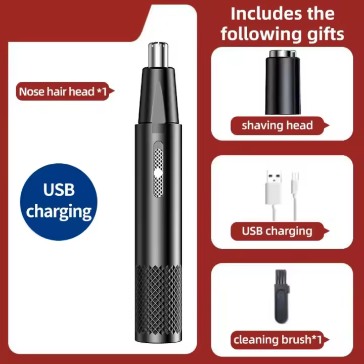 Cortadora de pelo eléctrica para nariz, afeitado multicinético recargable, dos en uno, Unisex, totalmente automática, lavable - 1