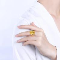 Anillo de Fingertip de Compromiso de Cristal de Citrina de Plata Esterlina 925 Real para Mujeres Joyería Femenina de Aniversario Dorado - details 5