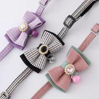 Collar ajustable con lazo para mascotas, cómodo patrón de rejilla, correas para el cuello a la moda, exquisito collar con colgante de gato de fibra de poliéster, 2 uds. - details 6