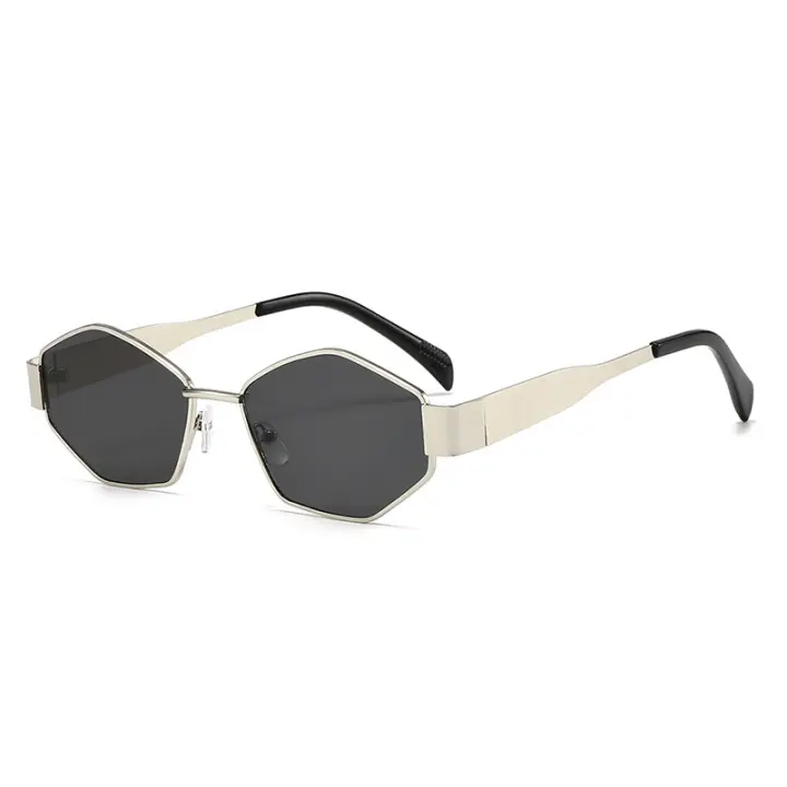 Gafas de Sol de Vidrio en Forma de Diamante Estilo Arc De Triomphe a la Moda Marco Pequeño de Metal - 1