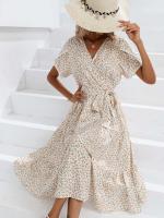 Vestido bohemio Retro de verano para mujer, manga corta, estampado básico, vestido de ventilación blanco S - details 3