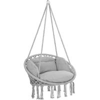 Silla Colgante 2 Cojines Asiento Ø65cm hasta 150Kg Tejido Antracita Hamaca Columpio Exterior Interior - details 8