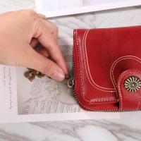 Cera de petróleo Corta de cuero Vintage para Mujeres, Carteras pequeñas, Monedero Lindo, Monedero del Bolso Femenino - details 6