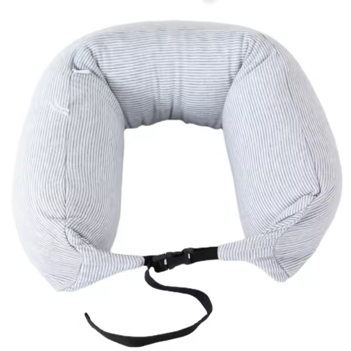 Almohada de viaje en forma de U para el hogar, almohada de espuma con partículas de estilo japonés, almohada de rollo flexible, diseño de hebilla suave, almohada para siesta, avión - 1