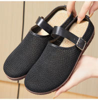 Nuevos zapatos de verano retro para mujer Sandalias de suela suave, zapatillas de exterior, media pantuflas con cabeza de pan de malla voladora - details 1