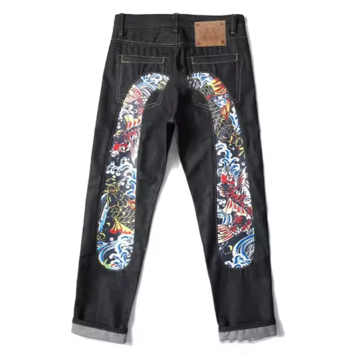 Jeans casuales de cintura alta estampados para hombre de diseñador bordado, pantalones deportivos de hip-hop de calle para mujer - 1