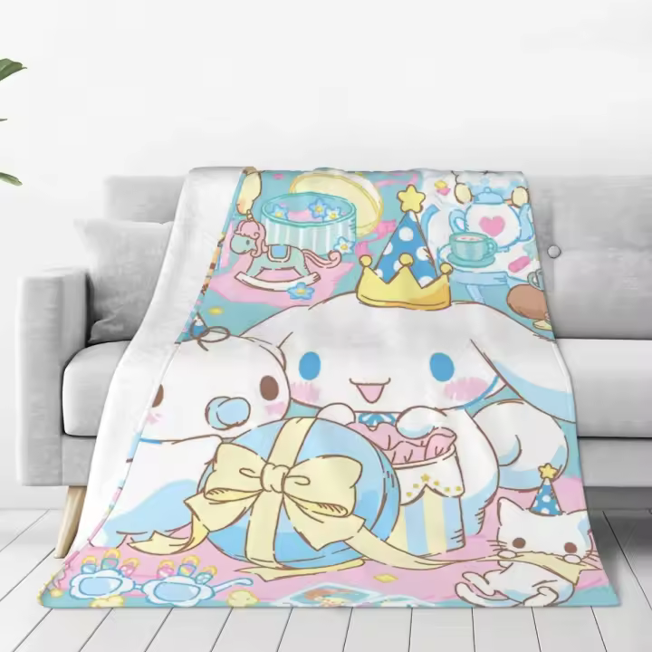 Manta Cinnamoroll de calidad, manta muy cálida, colcha estampada para viajes de invierno, oficina, decoración del hogar - 1