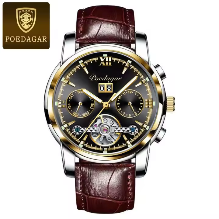 Reloj de Pulsera Mecánico Automático de Lujo Premium Acero Inoxidable, Resistente al Agua, Luminoso con Fecha - 1