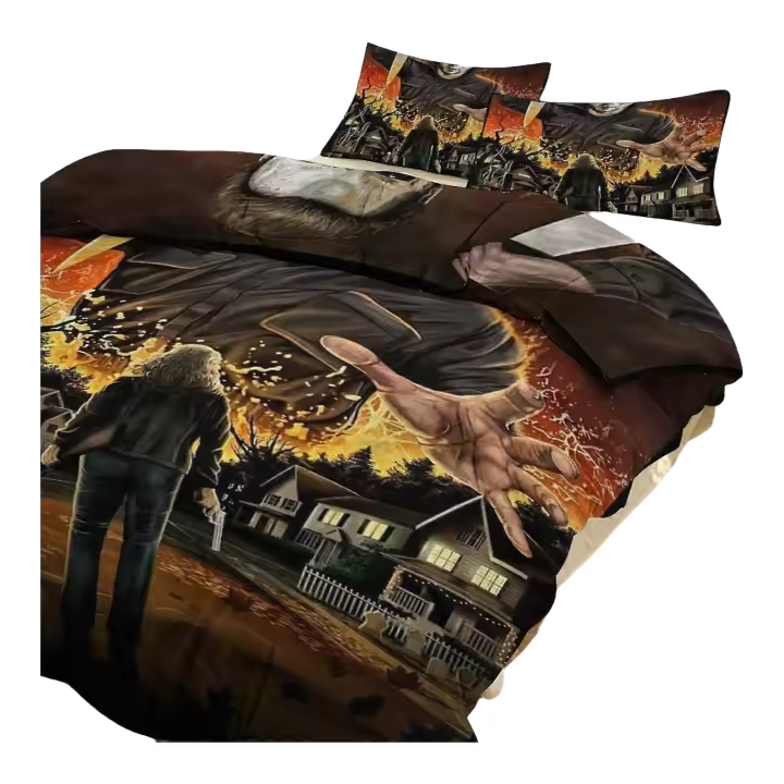 Juego de Ropa de Cama de Michael Myers Dulce Sueño en 3 Piezas Funda de Cama, Almohadas - 1
