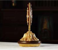 Huibao tibetano de cobre puro, adornos de salón de rueda auspiciosos dorados antiguos, instrumentos de práctica del Dharma tántrico, grandes - details 9
