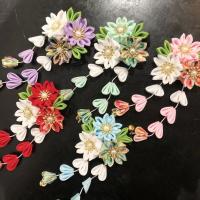 Accesorios Hanfu, tocado de Kimono japonés, estilo antiguo, hecho a mano, flor de Sakura, Clip para el cabello, horquilla de flores con borlas de tela dulce - details 1
