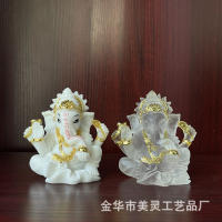 Adorno de cristal de agua de resina india, artesanías interiores para el hogar, estatua de Dios con trompa de elefante Ganesha - details 7
