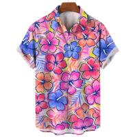 Camisa de playa informal de manga corta para hombre, cuello de planta y vaca, ropa de vacaciones hawaiana, novedad de verano - details 3