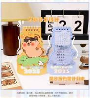 Mini Capybara-Calendario de mesa de dibujos animados, decoración de escritorio, espiral creativa, plan, regalo del Día de los niños, 2025 - details 4